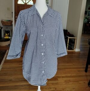 Blair Dark Navy Blue and White Checkered Womens Shirt